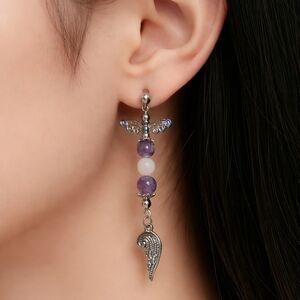Archangel Zadkiel Winged Post Dangle Earrings Angels Guardian Angels Drop